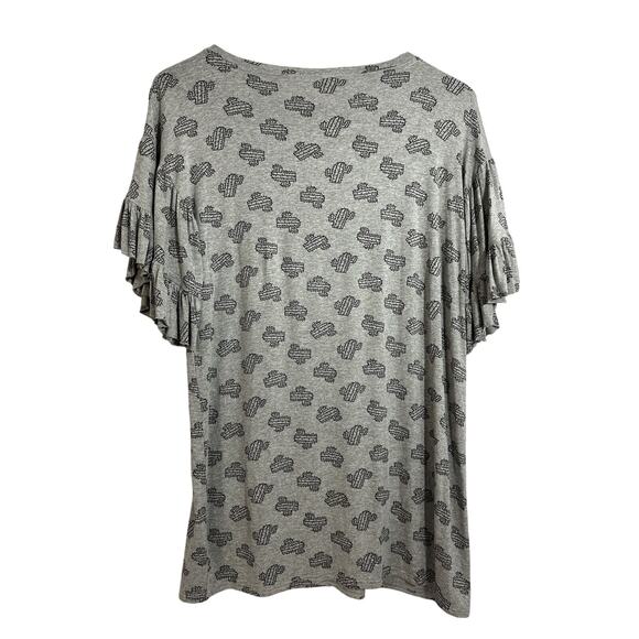 Uncle Frank By Anthropologie Gray Cactus Ruffle Sleeves Mini Dress Medium - Picture 4 of 7